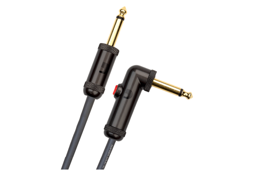 Planet Waves - PW-AGRA-10 Circuit Breaker Straight to Right Angle Instrument Cable with Latching Switch - 10 Foot