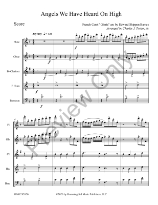 Angels We Have Heard On High - Torian - Woodwind Quintet - Score/Parts