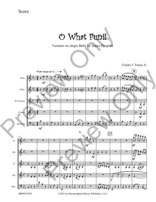 O What Fun!! Variants on Jingle Bells - Pierpont/Torian - Woodwind Quintet - Score/Parts