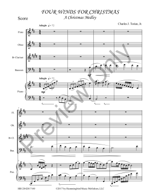 Four Winds for Christmas - Torian - Woodwind Quartet/Piano - Score/Parts