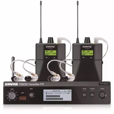 Shure - PSM300 Dual Monitor System with 2x P3RA and SE215 (J13)