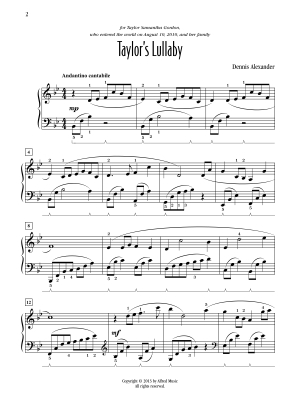 Taylor\'s Lullaby - Alexander - Piano - Sheet Music