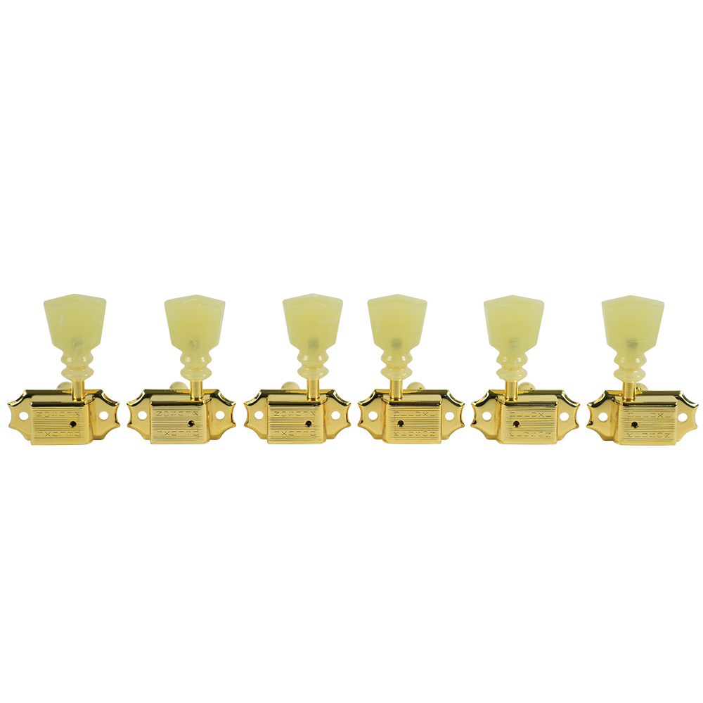 3 Per Side Deluxe Series Tuning Machines - Gold with Plastic Keystone