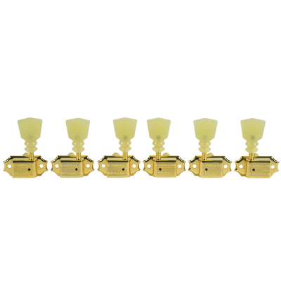 Kluson - 3 Per Side Deluxe Series Tuning Machines - Gold with Plastic Keystone
