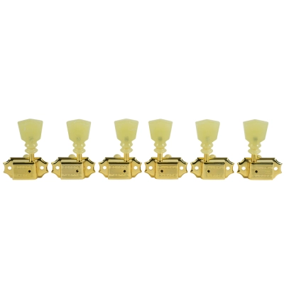 Kluson - 3 Per Side Deluxe Series Tuning Machines - Gold with Plastic Keystone