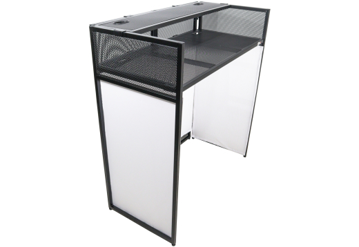 VISTA DJ Booth Facade Table Station with Black and White Scrim Kit and Padded Travel Bag