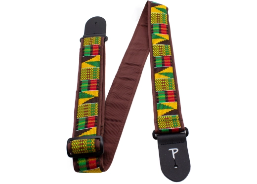 2\'\' Jacquard Guitar Strap with Leather Ends - Africa Pattern