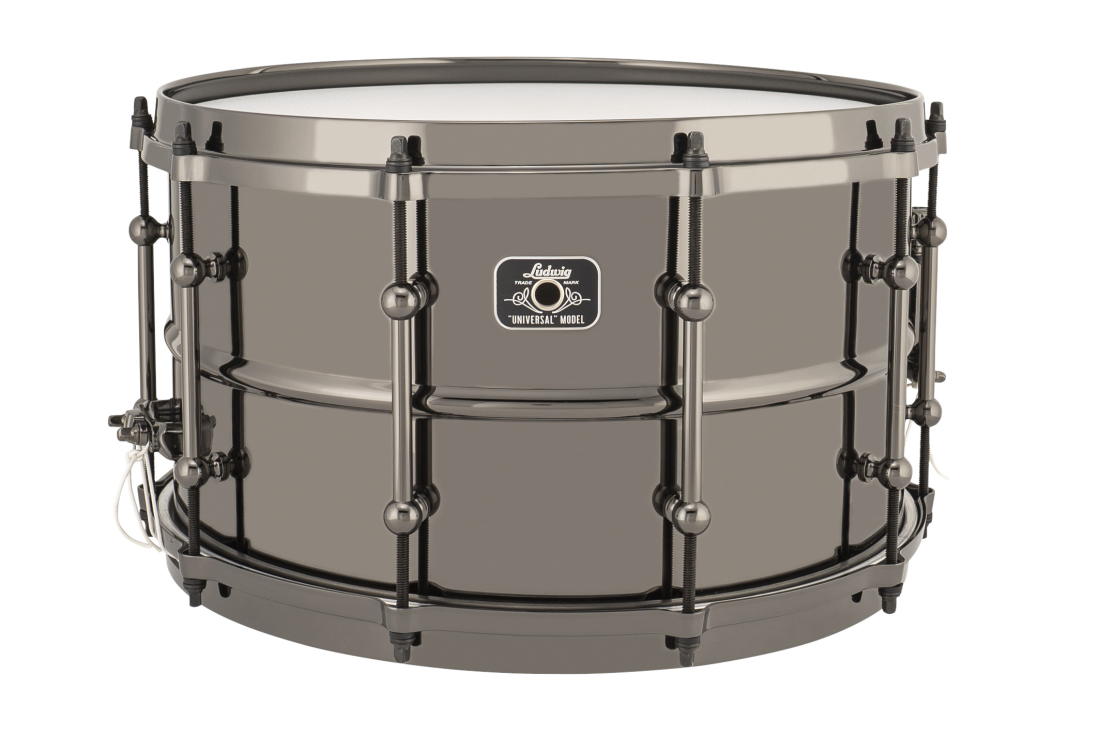 Universal Black Brass Snare Drum 8x14\'\' - Black Nickel Hardware