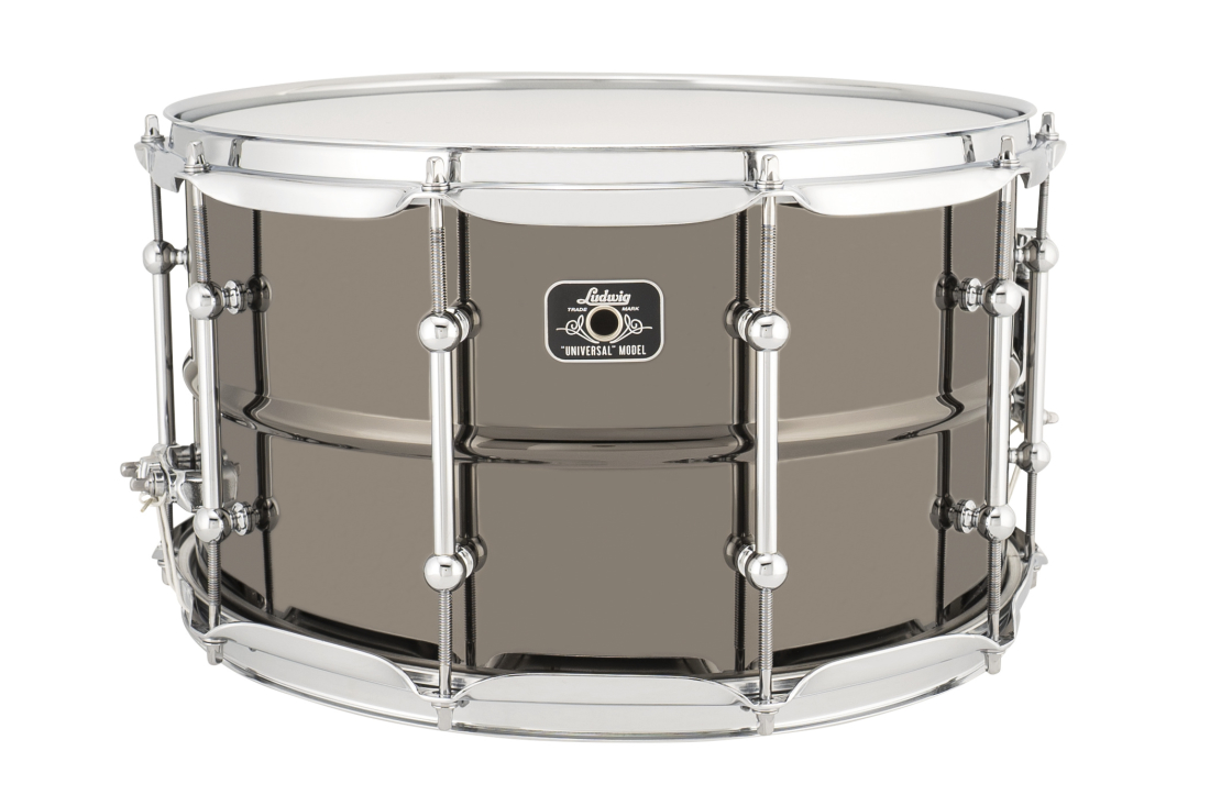 Universal Black Brass Snare Drum 8x14\'\' - Chrome Hardware
