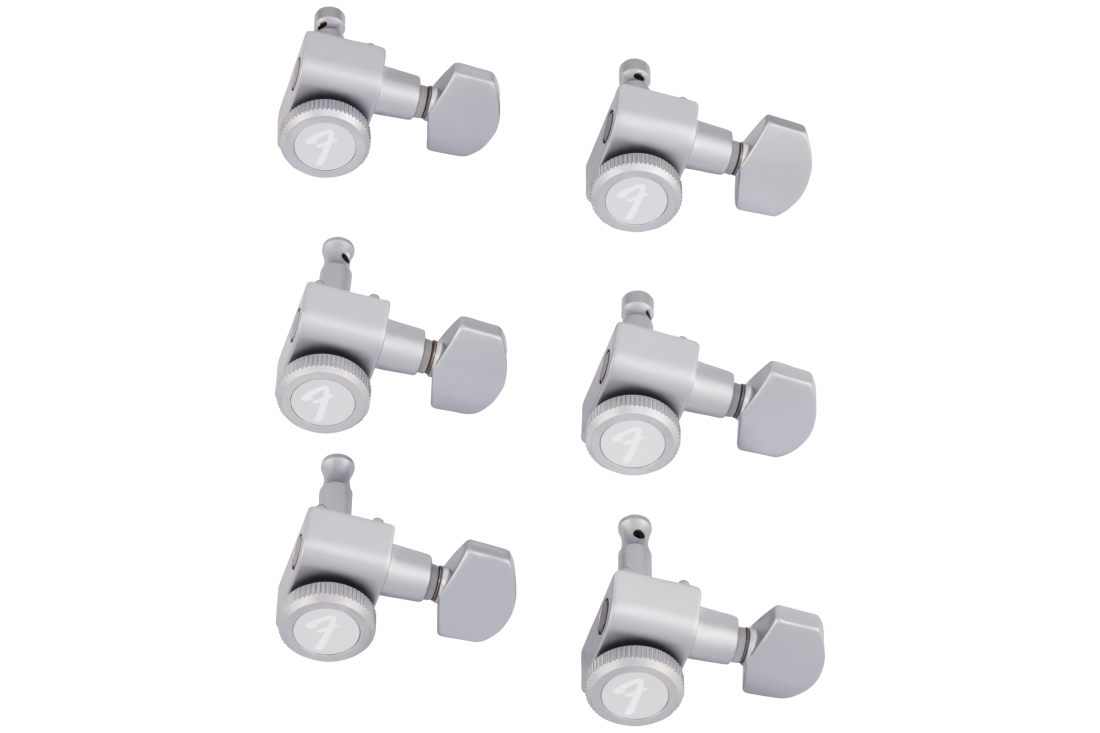 Locking Stratocaster/Telecaster Staggered Tuning Machines (Set of 6) - Brushed Chrome