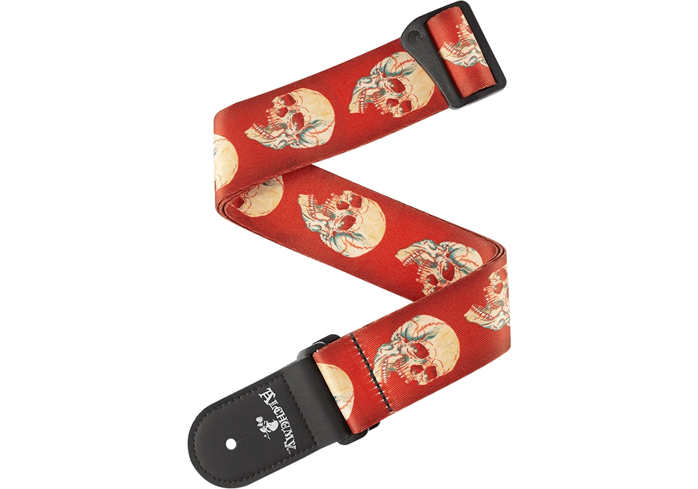 50mm Alchemy Woven Guitar Strap - Live Life Skull