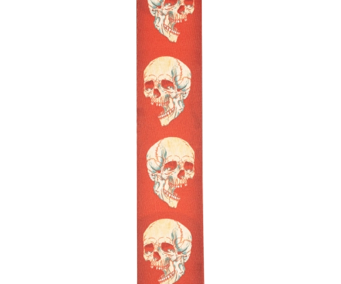 50mm Alchemy Woven Guitar Strap - Live Life Skull