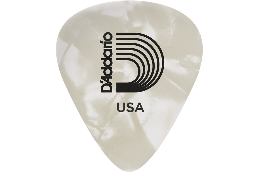 Classic White Pearl Celluloid Pick, Medium Gauge (.70mm) - 25 Pack