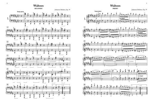 Waltzes, Opus 39 - Brahms/Levine - Piano Duet (1 Piano, 4 Hands) - Book