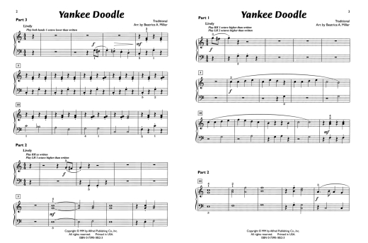 Yankee Doodle - Miller - Piano Trio (1 Piano, 6 Hands) - Sheet Music