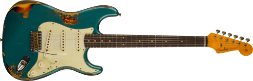 Fender Custom Shop - Stratocaster 61 HeavyRelic  touche en palissandre (fini Aged Ocean Turquoise over Sunburst 3tons)