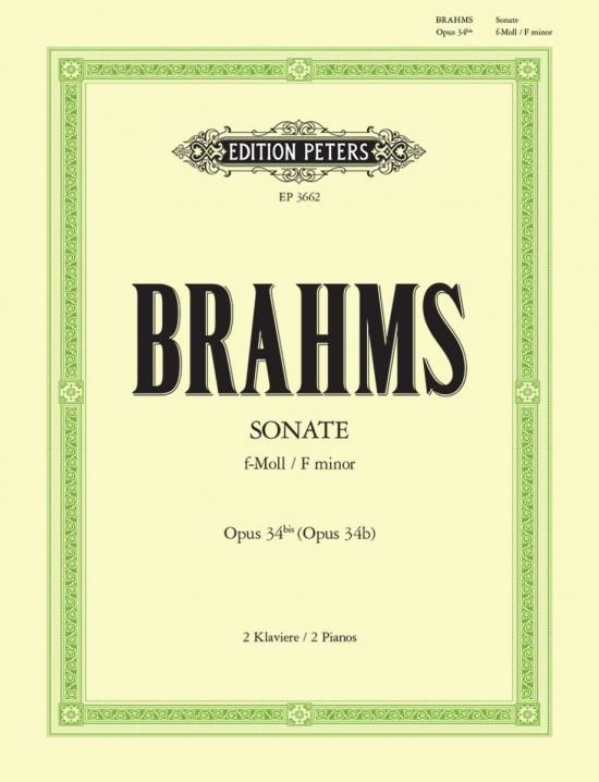 Sonata for 2 Pianos in F minor,  Op. 34b - Brahms - Piano Duet (2 Pianos, 4 Hands) - Book