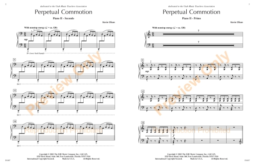 Perpetual Commotion - Olson - Piano Quartet (2 Pianos, 8 Hands) - Book
