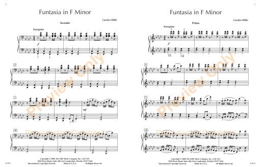 Funtasia in F Minor - Miller - Piano Duet (1 Piano, 4 Hands) - Sheet Music