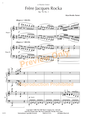 Frere Jacques Rocka, Op. 70, No. 1 - Brooks-Turner - Piano Duet (2 Pianos, 4 Hands) - Sheet Music