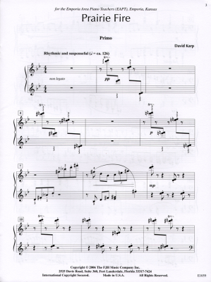 Prairie Fire - Karp - Piano Duet (1 Piano, 4 Hands) - Sheet Music