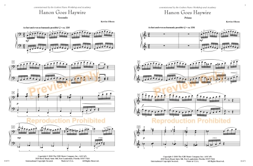 Hanon Goes Haywire - Olson - Piano Duet (1 Piano, 4 Hands) - Sheet Music
