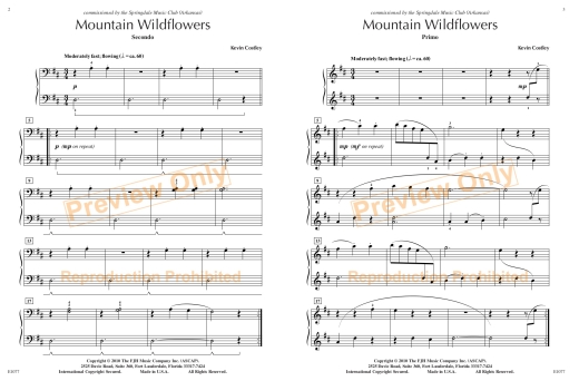 Mountain Wildflowers - Costley - Piano Duet (1 Piano, 4 Hands) - Sheet Music