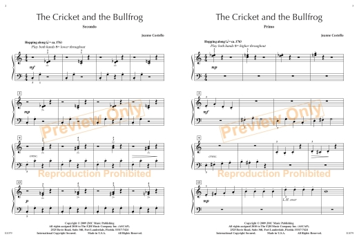 The Cricket and the Bullfrog - Costello - Piano Duet (1 Piano, 4 Hands) - Sheet Music