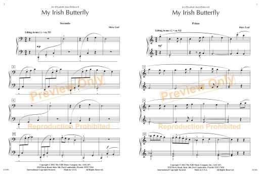 My Irish Butterfly - Leaf - Piano Duet (1 Piano, 4 Hands) - Sheet Music