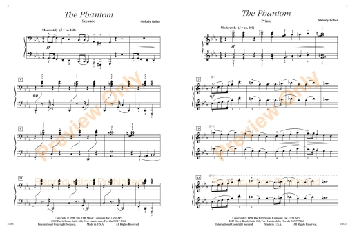 The Phantom - Bober - Piano Duet (1 Piano, 4 Hands) - Sheet Music