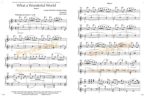 What a Wonderful World - Weiss/Thiele/Olson - Piano Duet (2 Pianos, 4 Hands) - Sheet Music