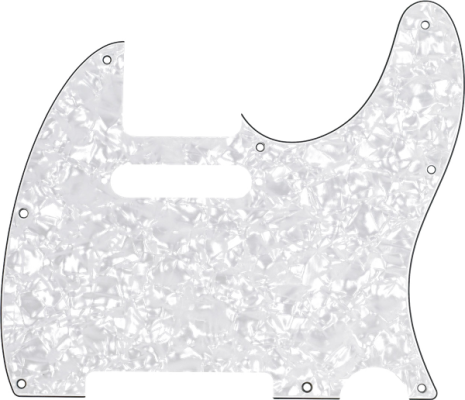 8-Hole Modern Telecaster Pickguard, 4-Ply - White Pearl