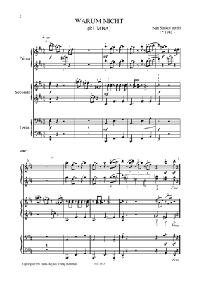 Warum nicht? (Why not?), Rumba op. 66 - Shekov - Piano Trio (1 Piano, 6 Hands) - Book