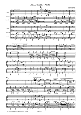 Hungarian Dances 1-5 - Brahms - Piano Quartet (2 Pianos, 8 Hands) - Parts Set