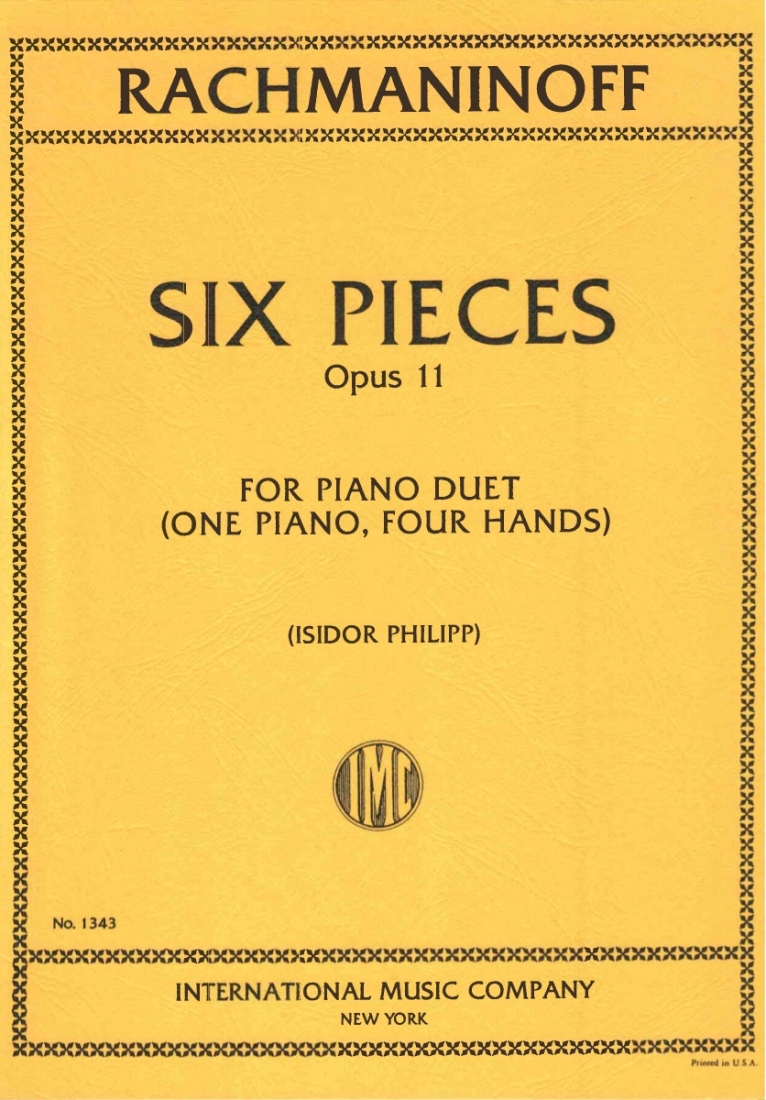 Six Original Pieces, Opus 11 - Rachmaninoff/Philipp - Piano Duet (1 Piano, 4 Hands) - Book