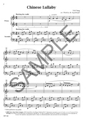 Chinese Lullaby - Traditional /Weekley /Arganbright - Piano Duet (1 Piano, 4 Hands) - Sheet Music