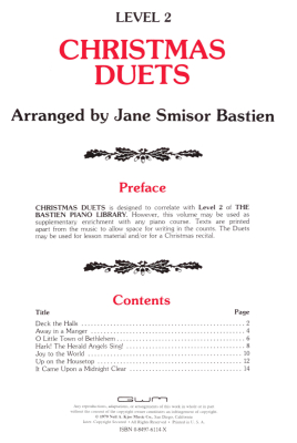Christmas Duets, Level 2 - Bastien - Piano Duet (1 Piano, 4 Hands) - Book