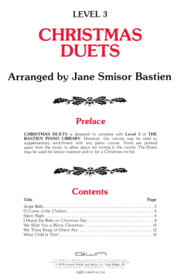 Christmas Duets, Level 3 - Bastien - Piano Duet (1 Piano, 4 Hands) - Book