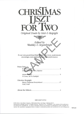 Christmas Liszt For Two - Liszt /Weekley /Arganbright - Piano Duet (1 Piano, 4 Hands) - Book