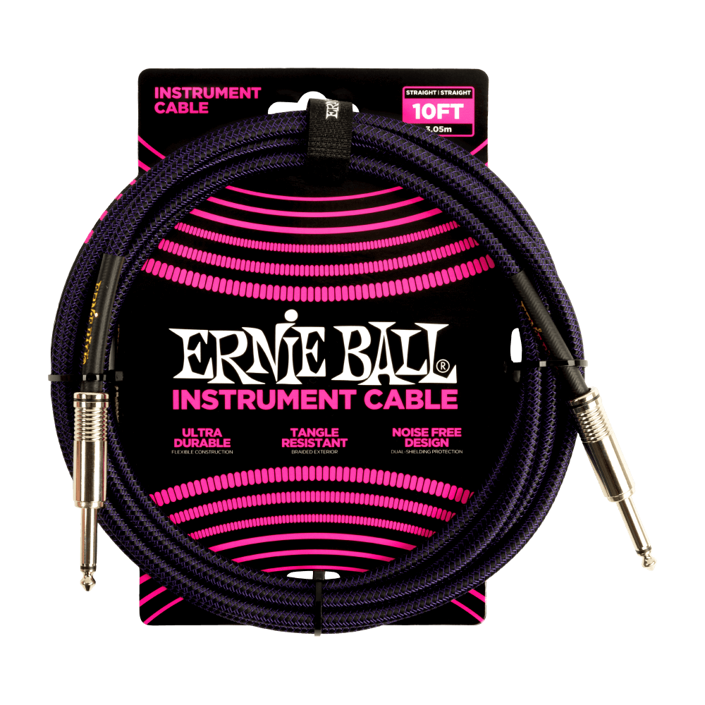 10\' Straight Braided Cable - Purple Black