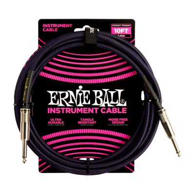 10\' Straight Braided Cable - Purple Black