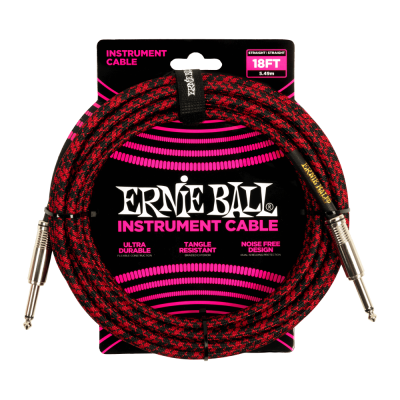 18\' Straight Braided Cable - Red Black