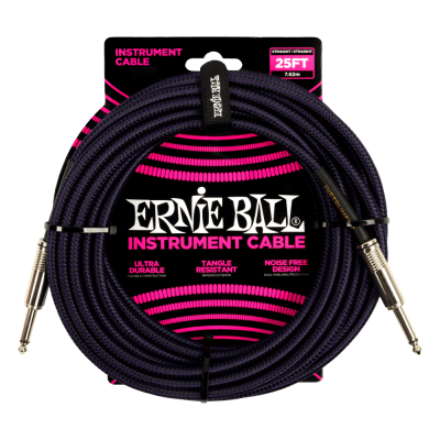 Ernie Ball - 25 Straight Braided Cable - Purple Black