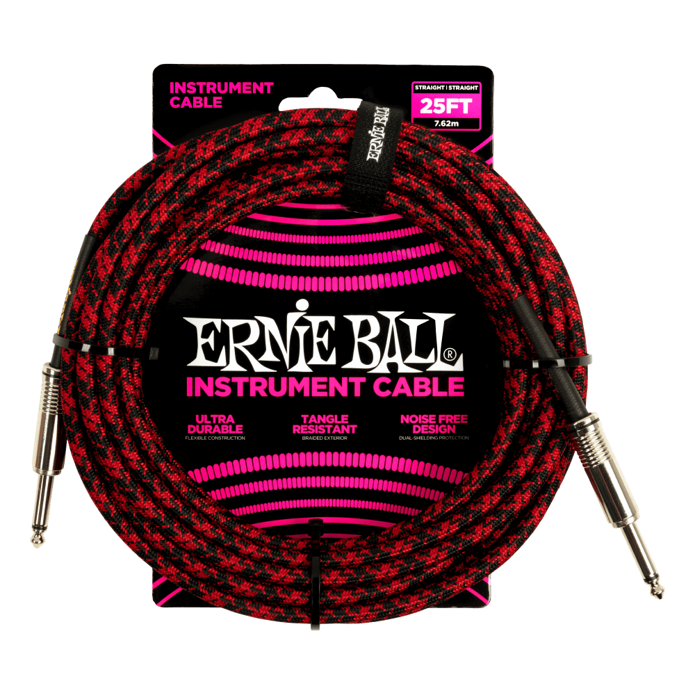 25\' Straight Braided Cable - Red Black