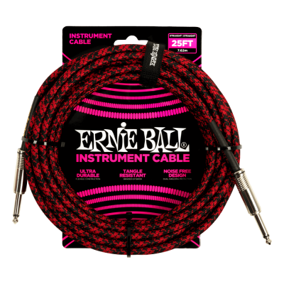 Ernie Ball - 25 Straight Braided Cable - Red Black