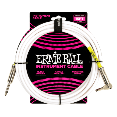 Ernie Ball - 15 Straight/Angle Instrument Cable - White
