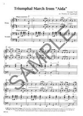 Triumphal March from \'\'Aida\'\' - Verdi /Weekley /Arganbright - Piano Duet (1 Piano, 4 Hands) - Sheet Music