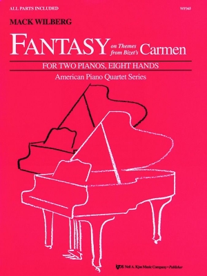 Kjos Music - Fantasy On Themes From Bizets Carmen - Bizet/Wilberg - Piano Quartet (2 Pianos, 8 Hands) - Book