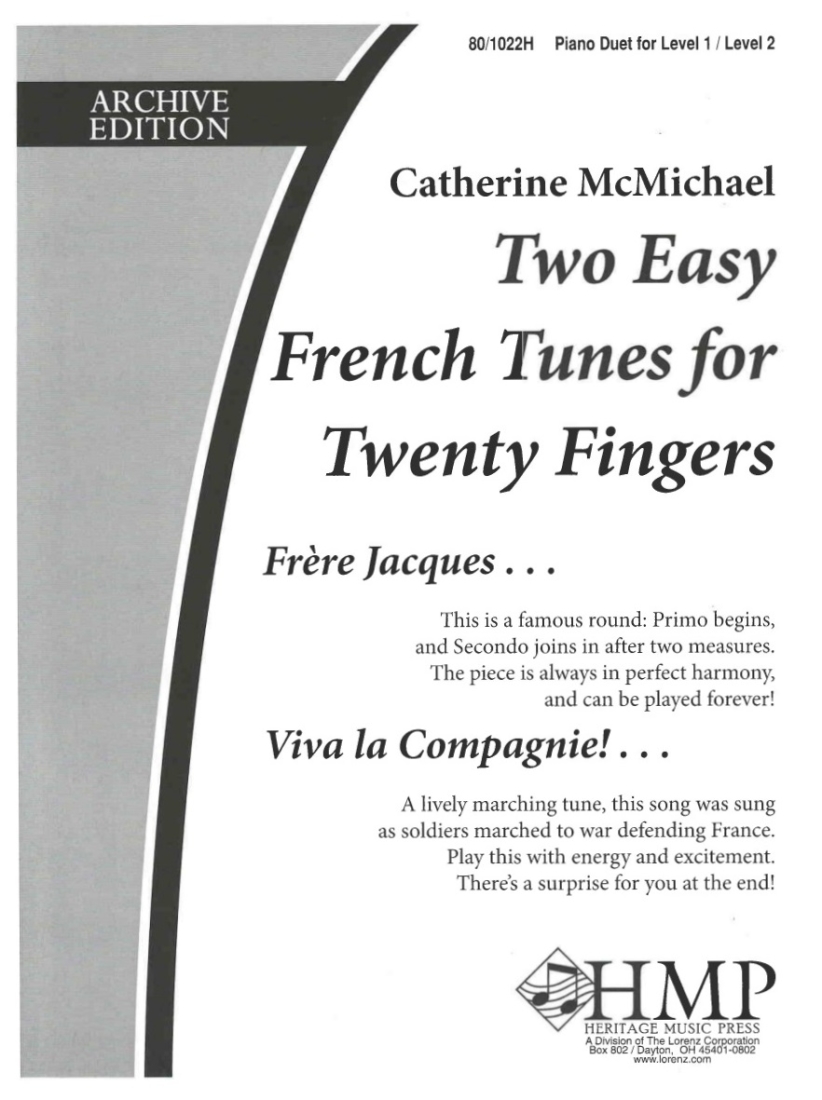 Two Easy French Tunes for 20 Fingers - McMichael - Piano Duet (1 Piano, 4 Hands) - Sheet Music