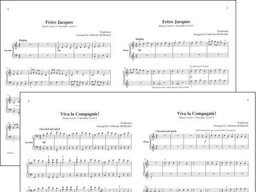 Two Easy French Tunes for 20 Fingers - McMichael - Piano Duet (1 Piano, 4 Hands) - Sheet Music